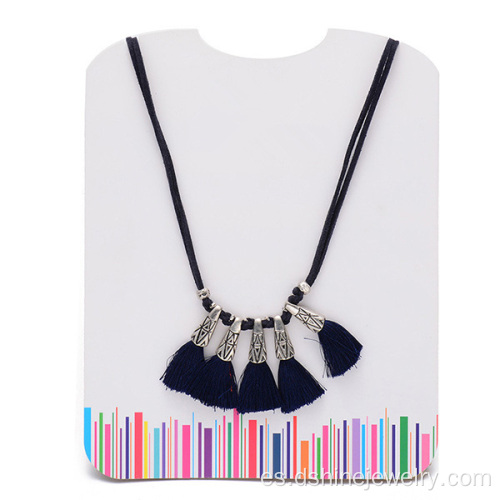 Collar de cordón de cuero borla aleación collares para mujeres